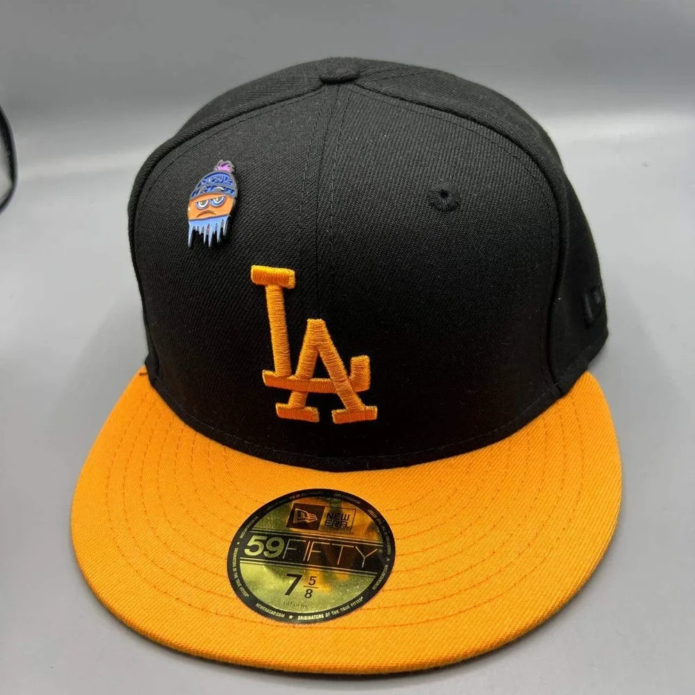 Los Angeles LA‎ Dodgers Hat Men 7 5/8 Frozen Orange 59Fifty New Era Fitted Cap - Picture 3 of 8